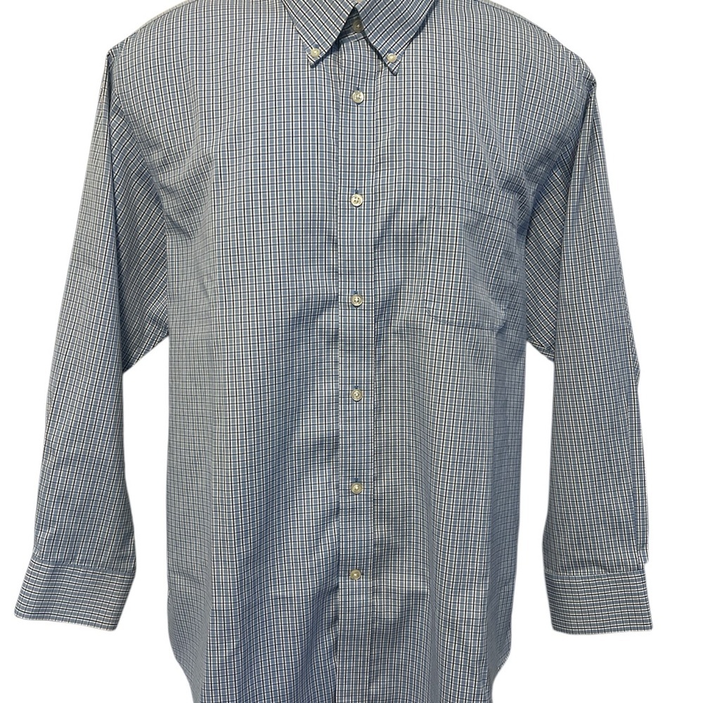 Lands' End Men's Blue Checkered Shirt